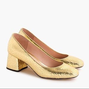 Jcrew Block Heel Pump Metallic Leather